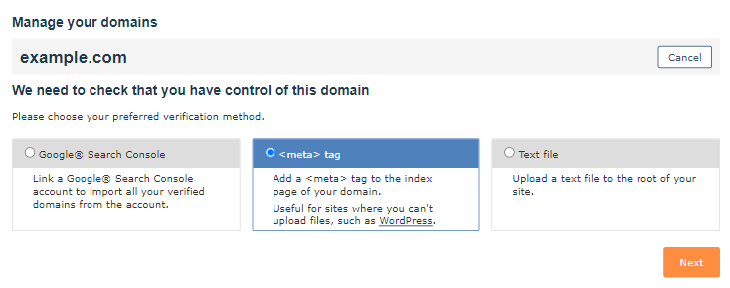 Utilización de dominios verificados