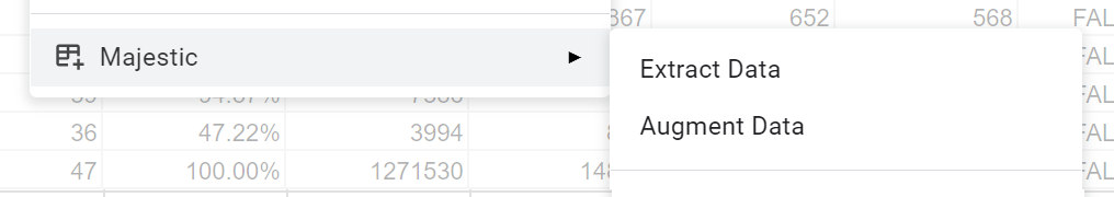 The two ways to bring Majestic data is to extract and augment data
